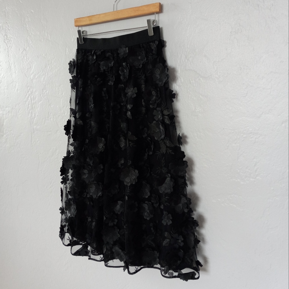 Anthropologie Black Floral Skirt - Picture 10 of 15